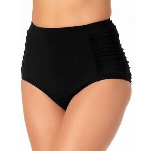 NWT Anne Cole 3-Way Convertible High Waist Shirred Black Swim Bottoms, 18 W